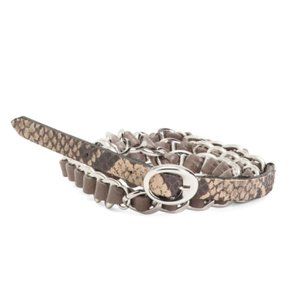 NEW MARTINA MORI Made In Italy Leather Chain Belt Women snake print Large